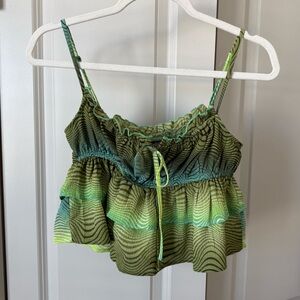 Wild Fable Green Ombre Ruffle Top
